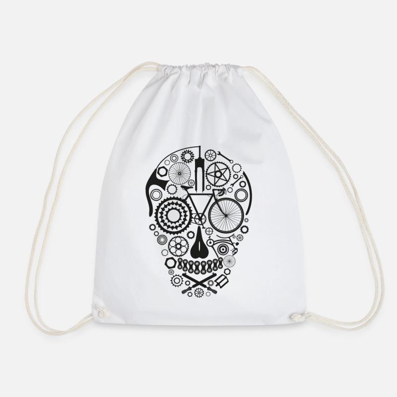 Bicycle Skull black - Turnbeutel - Weiß