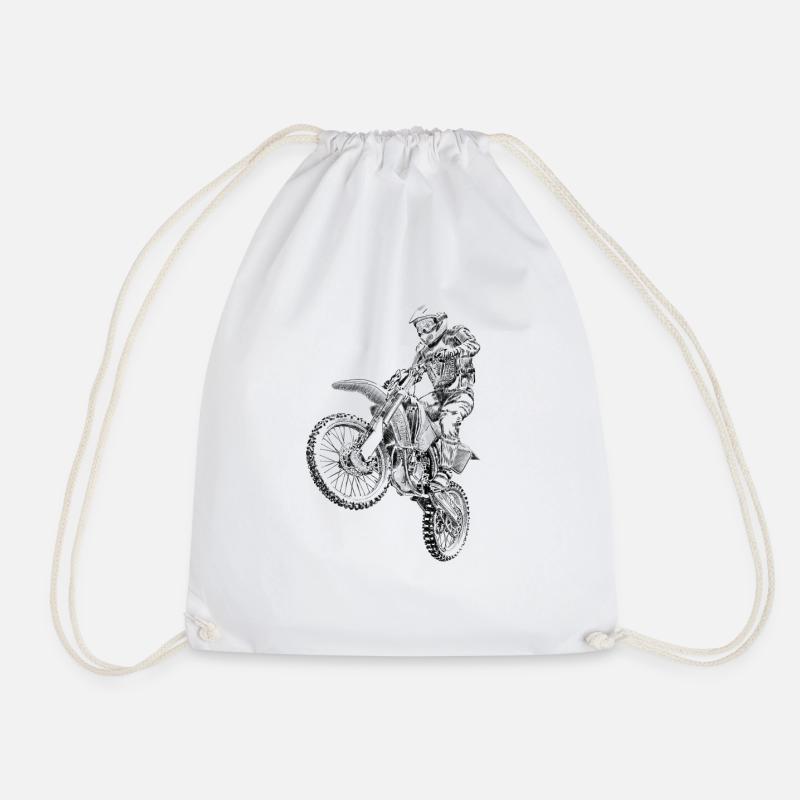 motocross - Drawstring Bag - white