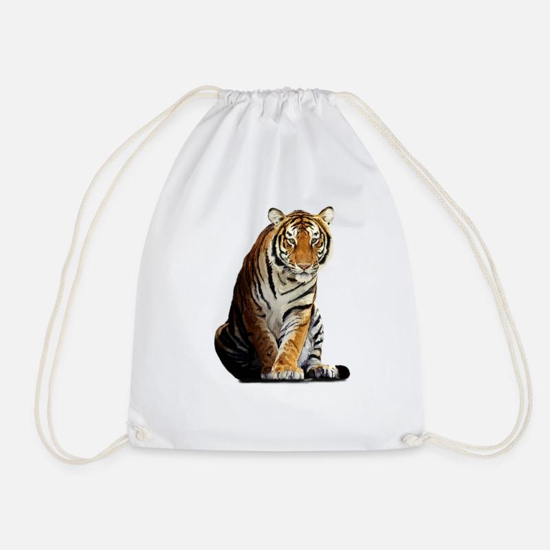 tiger - Drawstring Bag - white