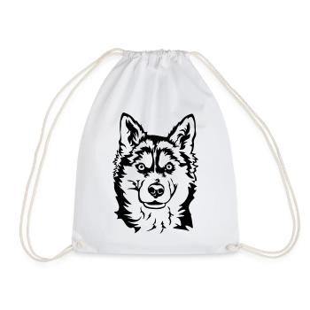 Husky Head - Drawstring Bag - white - Front