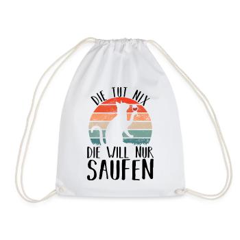 Saufen katze Wein Alkohol Party - Turnbeutel - Weiß - Vorne