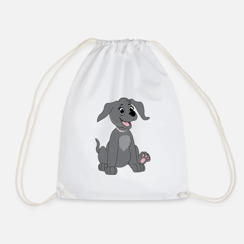 Hund sitzt - grau - Turnbeutel - Weiß