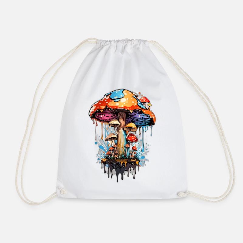 Step into the Enchanted Woodland: Psychedelic - Drawstring Bag - white