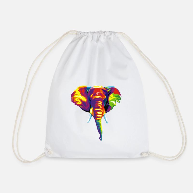 Elefant mit buntem abstraktem Motiv. - Turnbeutel - Weiß