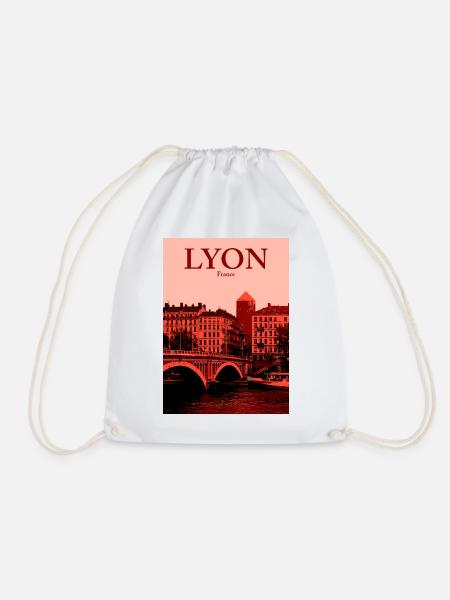 Lyon Skyline roter Overlay - Turnbeutel - Weiß