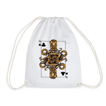 Octopus Steampunk Card Game Cross Queen Poker - Drawstring Bag - white - Front
