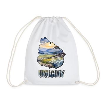 Watercolor Map of Uruguay - Drawstring Bag - white - Front