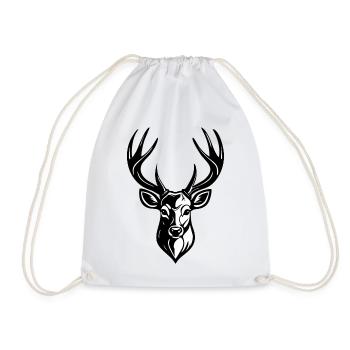 DEER HEAD - Drawstring Bag - white - Front