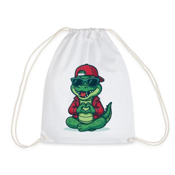 Crocodile Love Cool - Drawstring Bag - white - Front