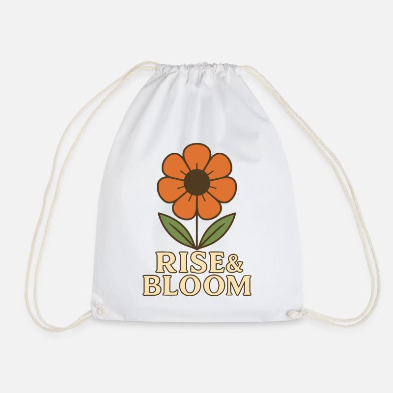 Rise & Bloom - Drawstring Bag - white