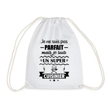 Not perfect but great cook - Drawstring Bag - white - Front