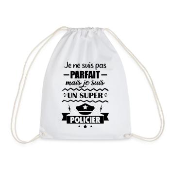 Not perfect but super police - Drawstring Bag - white - Front