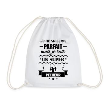 Not perfect but great fisherman Fishing - Drawstring Bag - white - Front