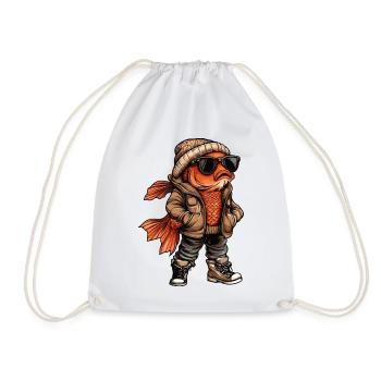 Goldfish Cool Winter - Drawstring Bag - white - Front