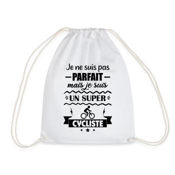 Not perfect but great cyclist Cycling Cycling - Drawstring Bag - white - Front