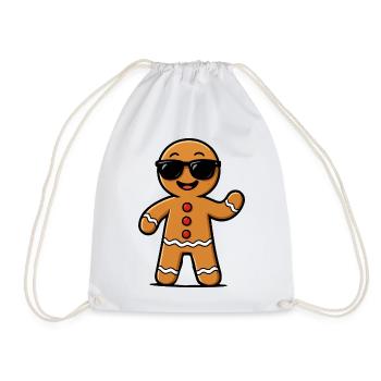 Gingerbread Mann mit Sonnenbrillen - Turnbeutel - Weiß - Vorne