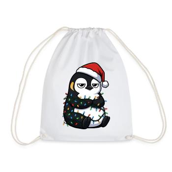 Grumpy Penguin Christmas Clumsy Santa Verhed - Drawstring Bag - white - Front