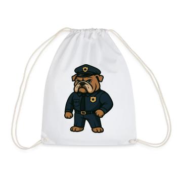 Polizei Bulldogge Maskottchen Strafverfolgung Design - Turnbeutel - Weiß - Vorne