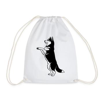 Stehender Hund Silhouette Vector - Turnbeutel - Weiß - Vorne