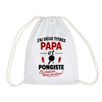 Papa Pongiste cadeau fête des pères Noël Ping Pong - Sac de sport léger - blanc - Devant