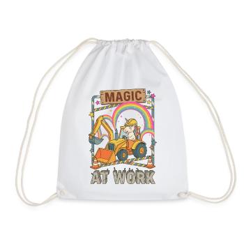 Magic At Work Einhorn Bagger - Turnbeutel - Weiß - Vorne