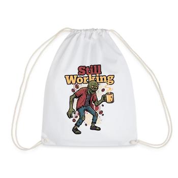 Still Working Zombie Coffee - Drawstring Bag - white - Front