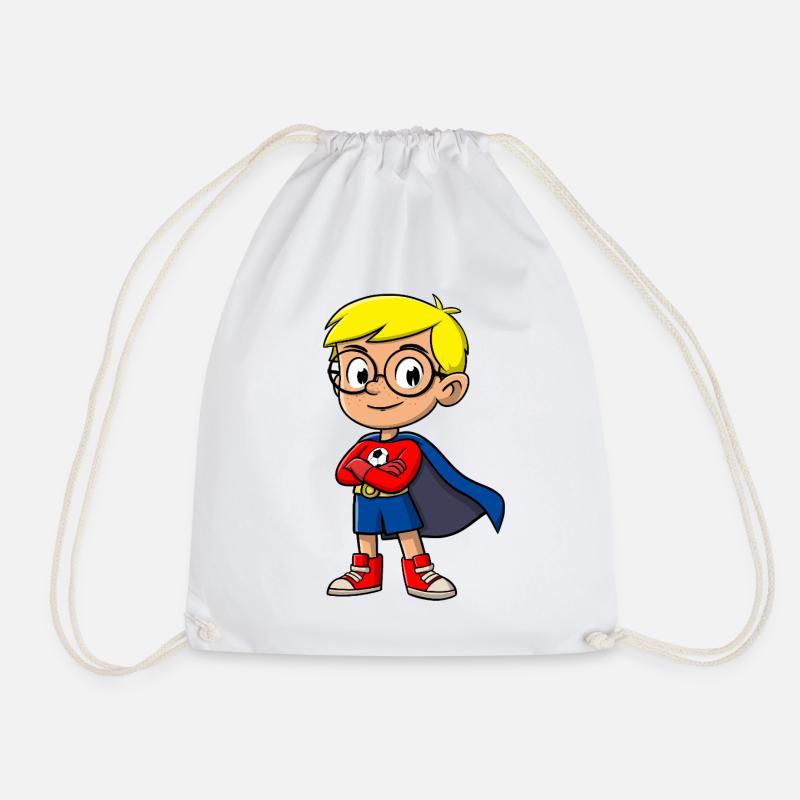 Kleiner Superheld mit Brille - Turnbeutel - Weiß