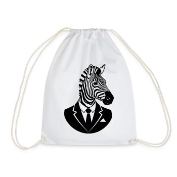 Zebra im Anzug – Elegantes Tier Business Design - Turnbeutel - Weiß - Vorne