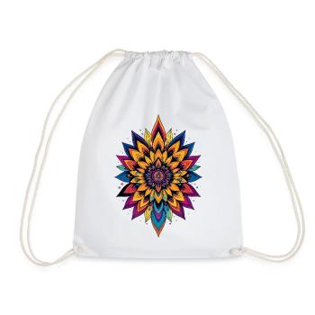 Bunte LSD Blume Mandala Farbexplosion Blumenstern - Turnbeutel - Weiß - Vorne
