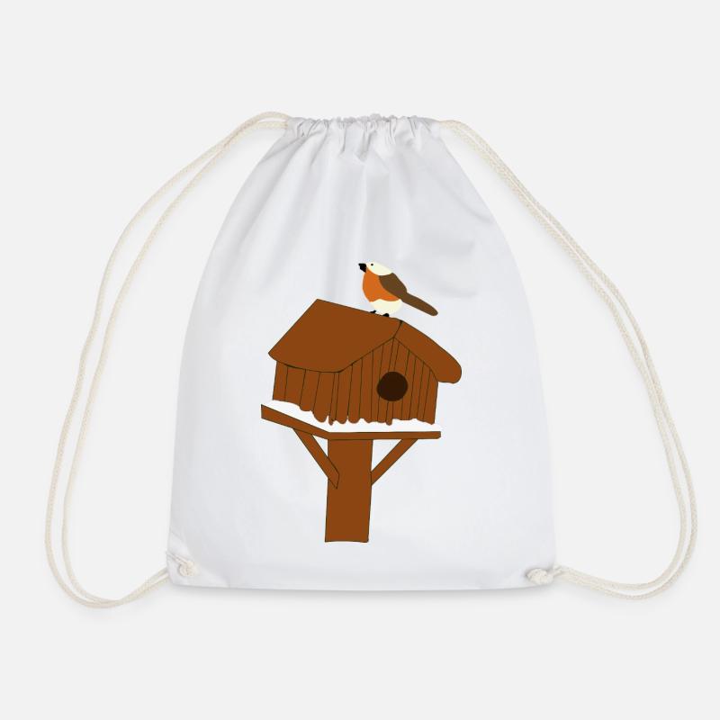 Birdhouse on the snowy floor - Drawstring Bag - white