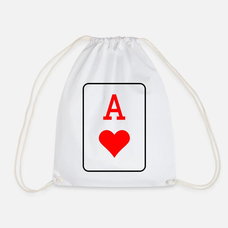 Ace of hearts - Drawstring Bag - white