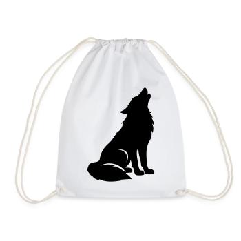 Wolf Silhouette - Turnbeutel - Weiß - Vorne