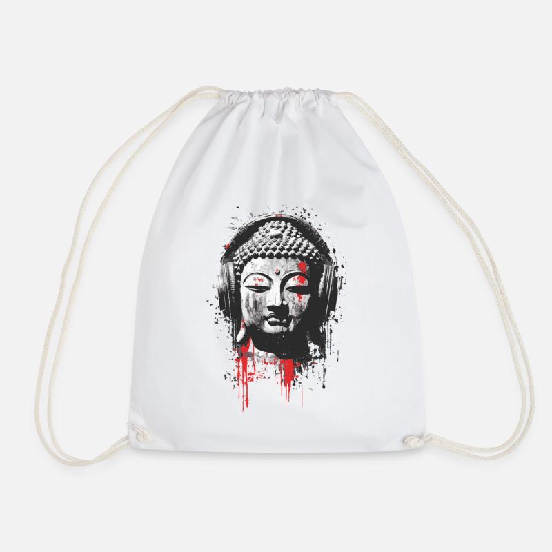 Buddha mit Kopfhörern – Urban Meditation - Turnbeutel - Weiß