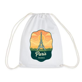 Insigne rétro du coucher de soleil de la Tour Eiffel de Paris - Sac de sport léger - blanc - Devant