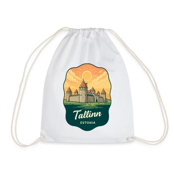 Tallinn Medieval City Vintage Badge - Drawstring Bag - white - Front