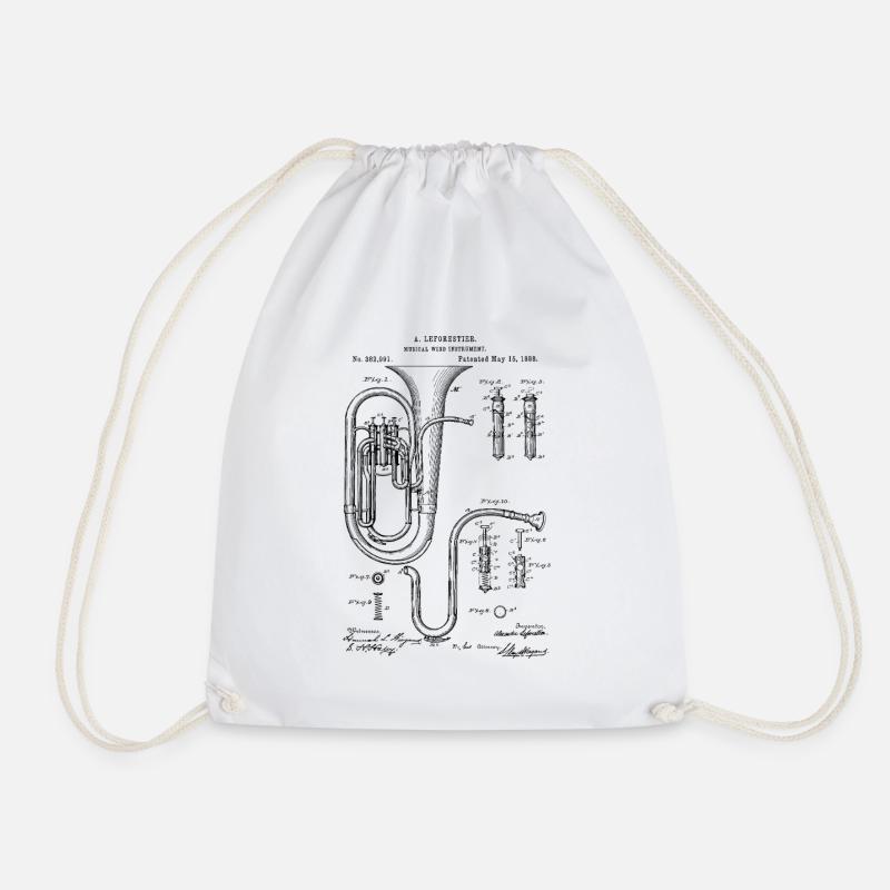 Patent Tuba Concerto Vintage Retro Technique - Drawstring Bag - white
