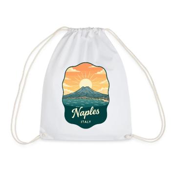 Neapel Mount Vesuvius Retro Reiseabzeichen - Turnbeutel - Weiß - Vorne