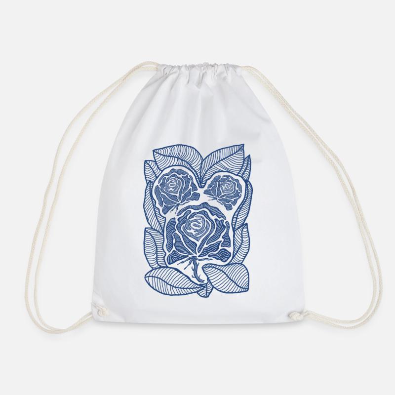 Blaue Rosenfiligranblüte - Turnbeutel - Weiß