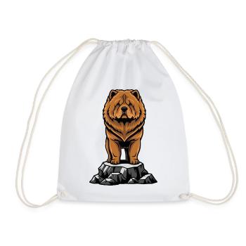 Dog Chow Chow Portrait Lion Mane - Drawstring Bag - white - Front