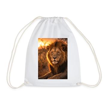 Lion in the flames of the sunset - Drawstring Bag - white - Front
