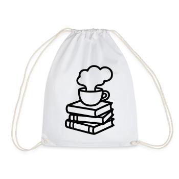 Books, Coffee, Reading, Book Club, Bookworm, Tea - Drawstring Bag - white - Front