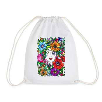 Boho Göttin im Blumenmeer - Turnbeutel - Weiß - Vorne