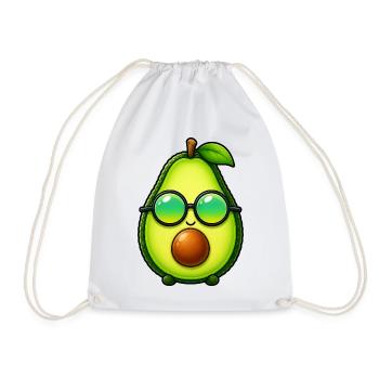 Avocado cartoon funny minimalist summery - Drawstring Bag - white - Front