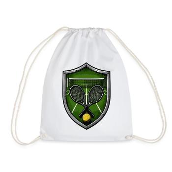 Tennis Shield with Rackets - Drawstring Bag - white - Front