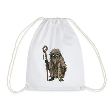Grizzled Goblin Sage with Staff - Drawstring Bag - white - Front