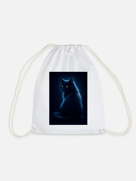 Nocturne Katze im Indigo-Glanz - Turnbeutel - Weiß
