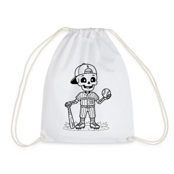 Niedliches Baseball-Skelett Vintage-Halloween-Sportarten - Turnbeutel - Weiß - Vorne