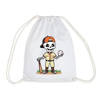 Niedlicher Skelett-Baseballspieler Spooky Halloween - Turnbeutel - Weiß - Vorne