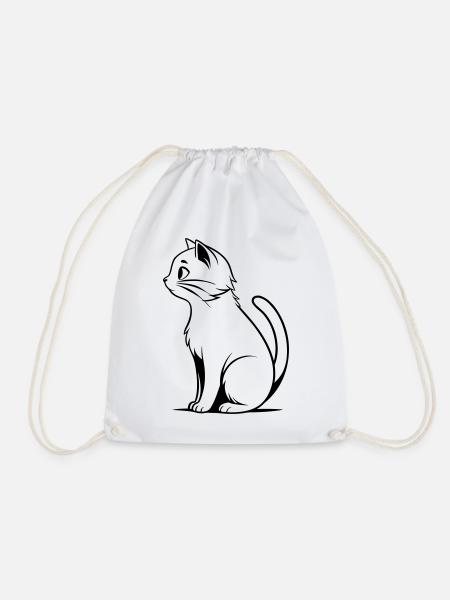 Schwarze Katze - Turnbeutel - Weiß