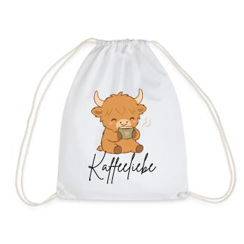 Kuscheltier Kuh mit Herzkaffee - Turnbeutel - Weiß - Vorne